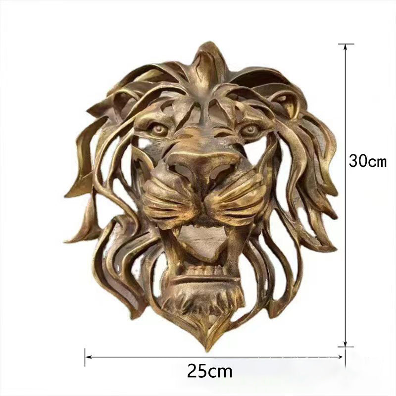 Metal Lion Head Wall Decoration - Elegant and Strong