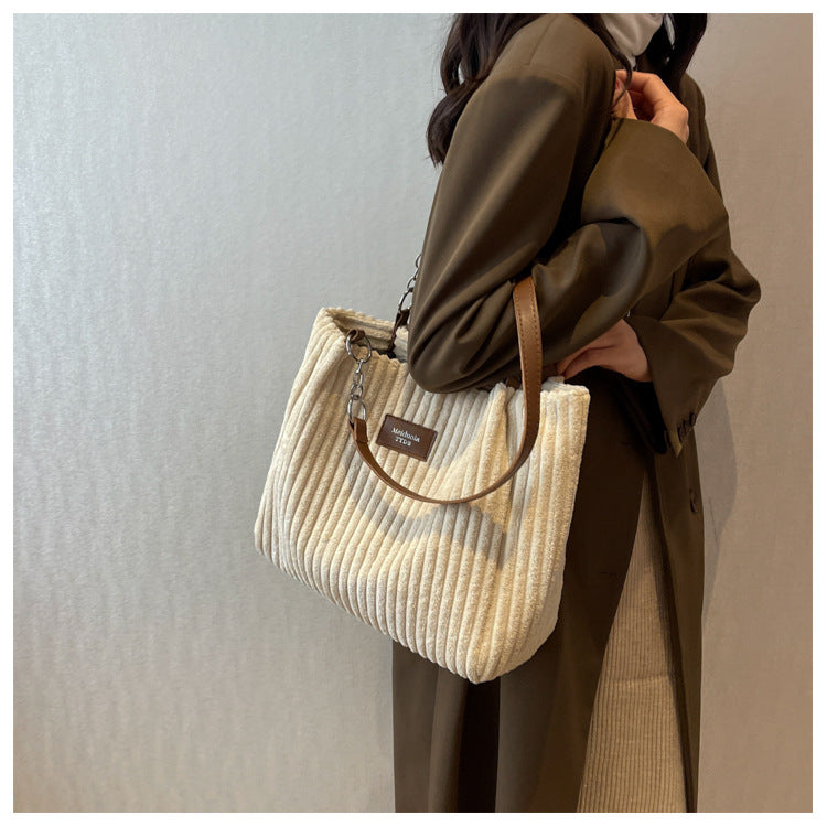 Amelia Stylish Corduroy Shoulder Bag - Luxurious and Practical for Every Day