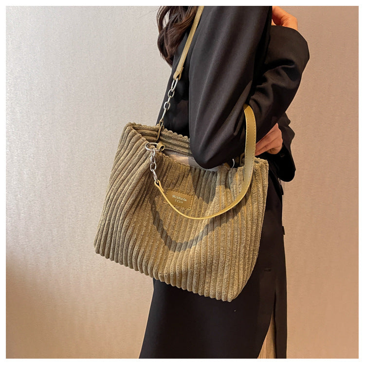 Amelia Stylish Corduroy Shoulder Bag - Luxurious and Practical for Every Day