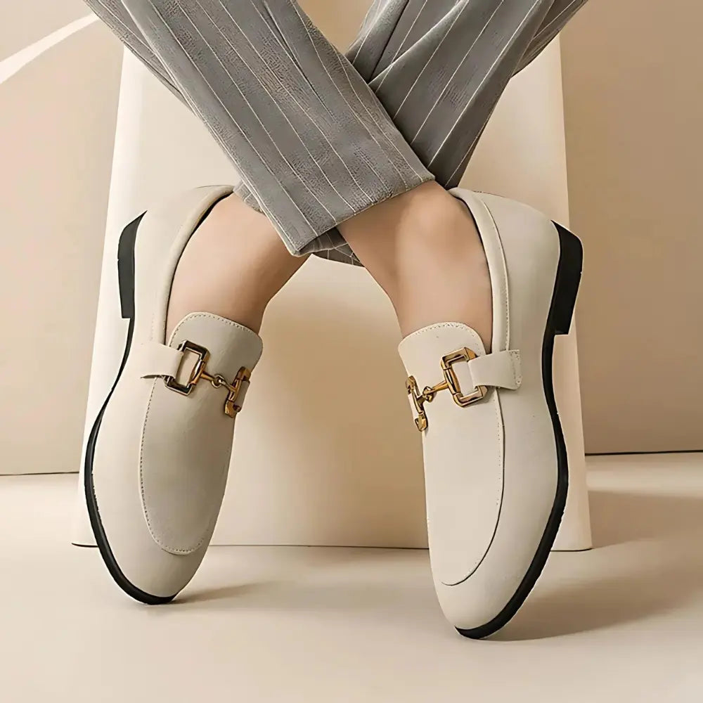 Nero - Suede Loafers with Metal Buckle