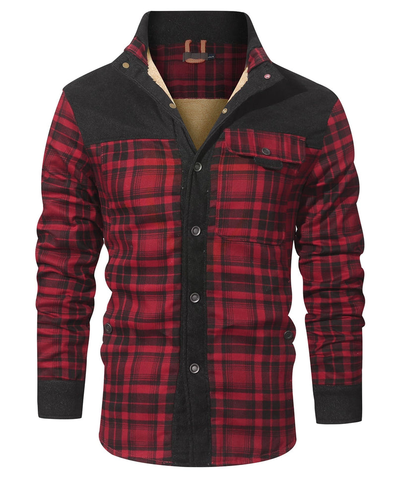 Robust Men's Flannel Coat with Faux Fur Lining – Warm, Durable and Protective