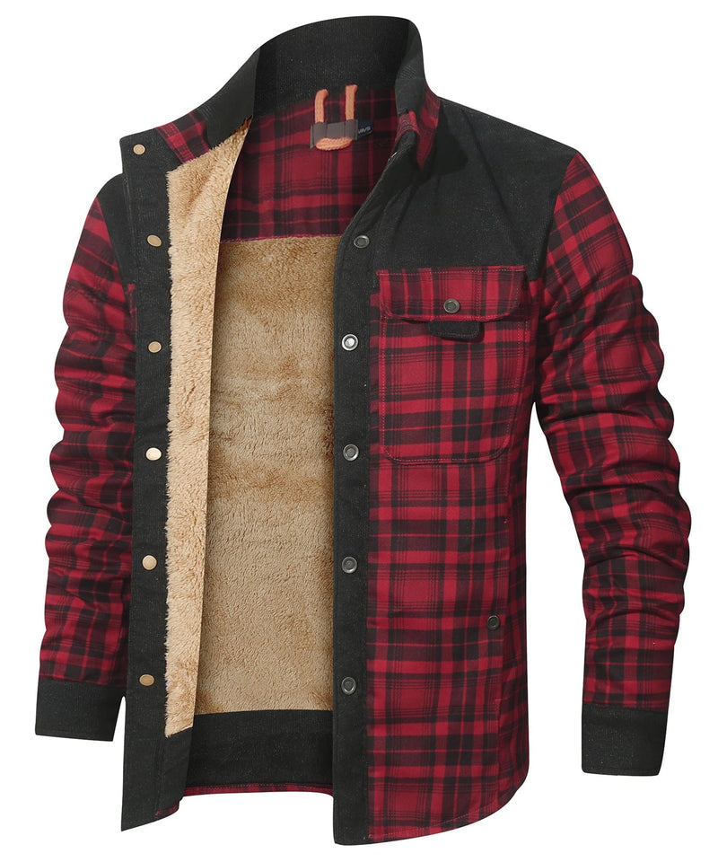 Robust Men's Flannel Coat with Faux Fur Lining – Warm, Durable and Protective