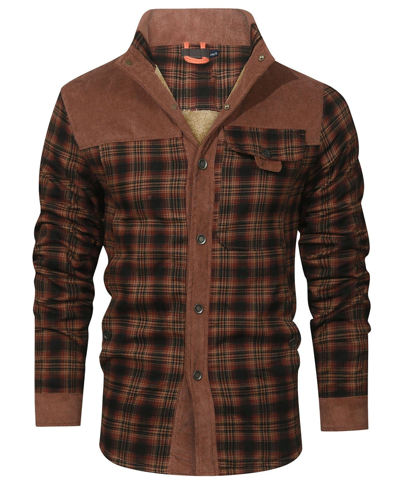 Robust Men's Flannel Coat with Faux Fur Lining – Warm, Durable and Protective