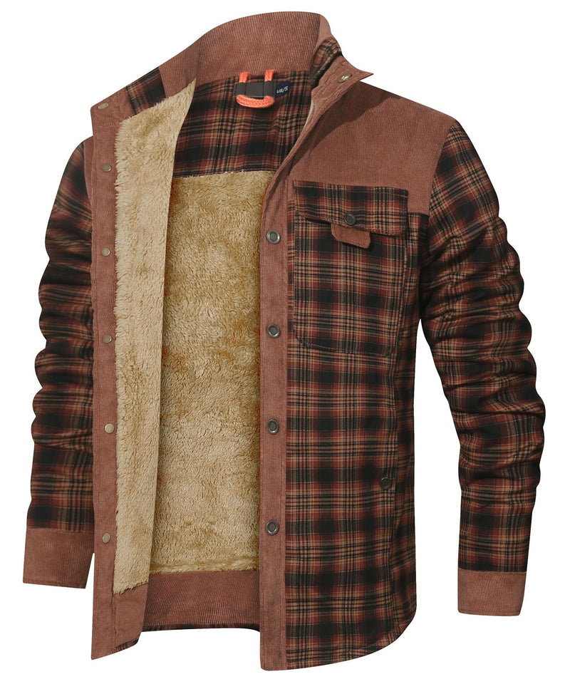 Robust Men's Flannel Coat with Faux Fur Lining – Warm, Durable and Protective