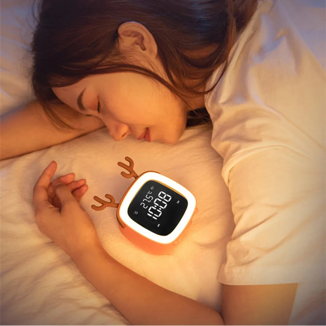 Reindeer Children's Alarm Clock with Night Light – Gentle Awakening