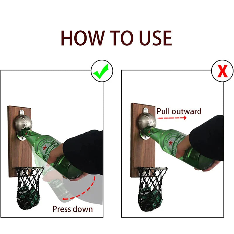 Basketball Net Wall Bottle Opener - Sporting Gift for Father's Day