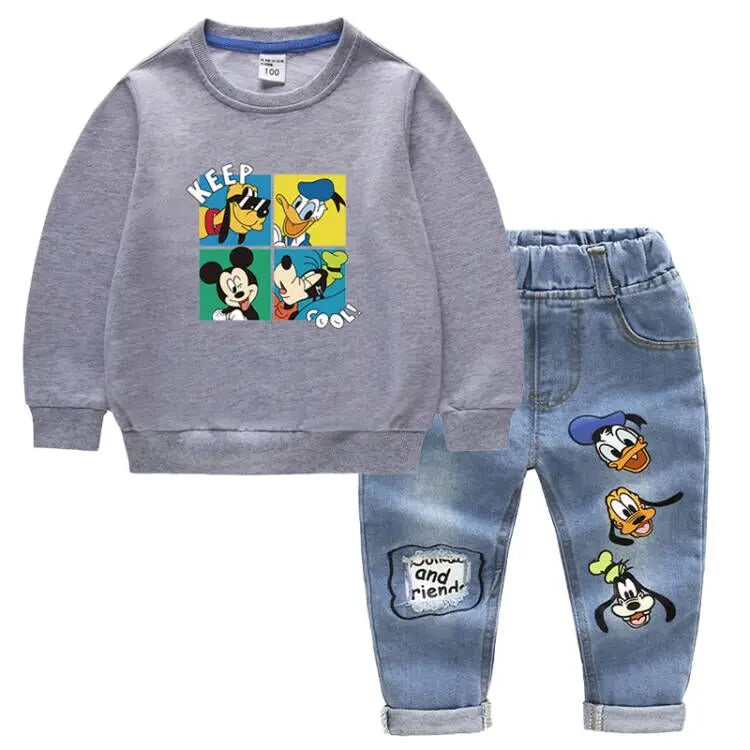 Kids Clothing Set – Mickey Mouse Print T-shirt and Jeans