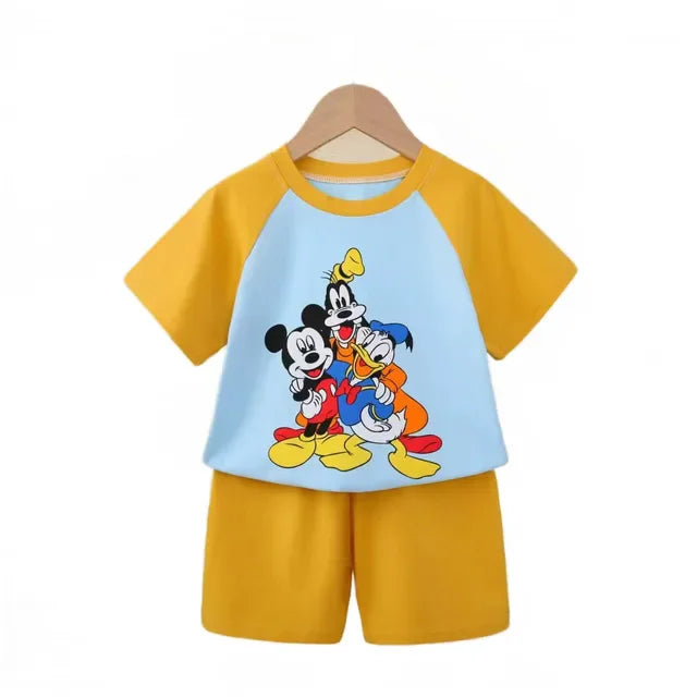 Summer Set for Kids – Cartoon T-shirt and Shorts with Mickey Mouse Print