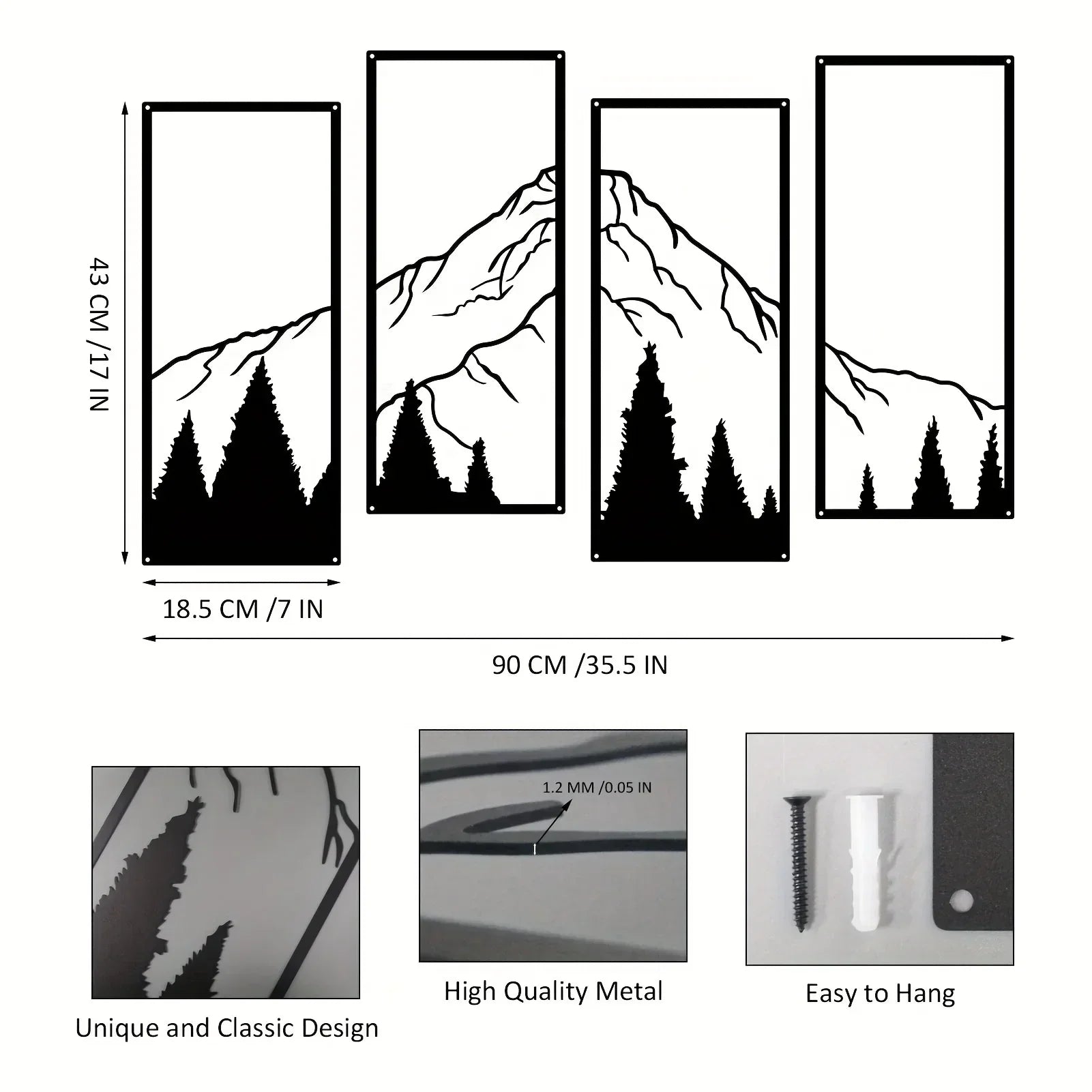 Majestic Mountains Wall Decor – Four-Piece Art Set