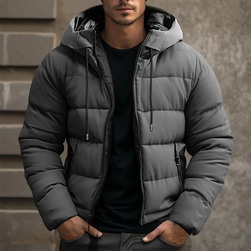 Men's Winter Jacket with Hood and Quilted Pattern – Warm, Lightweight and Suitable for Daily Use