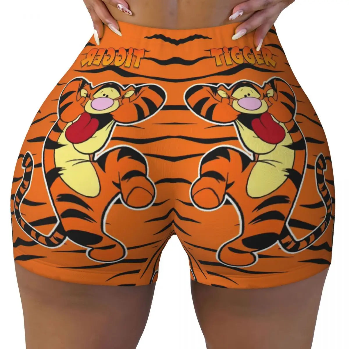 Tigger Print Yoga and Sports Shorts for Women – Comfortable and Stylish for Active Days