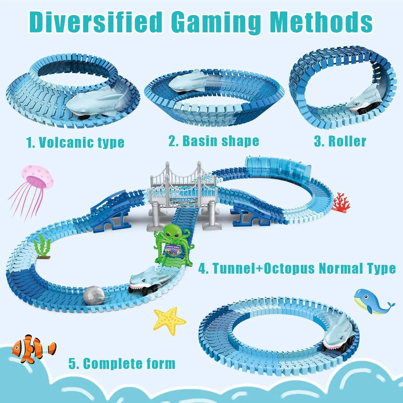 Electric Shark Rail Car Puzzle Set – Creative Building Toy for Children