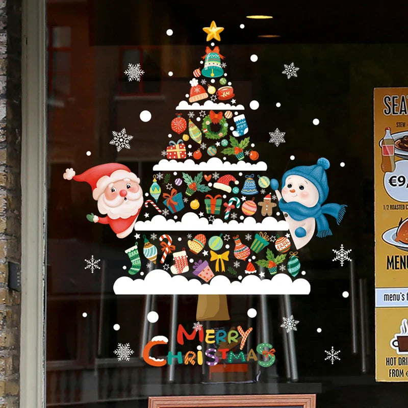 Window Decoration - Festive Decoration with Santa Claus and Animals for a Cozy Christmas