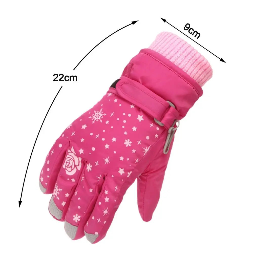 Warm Waterproof Winter Gloves for Girls – Ideal for Snow and Skiing