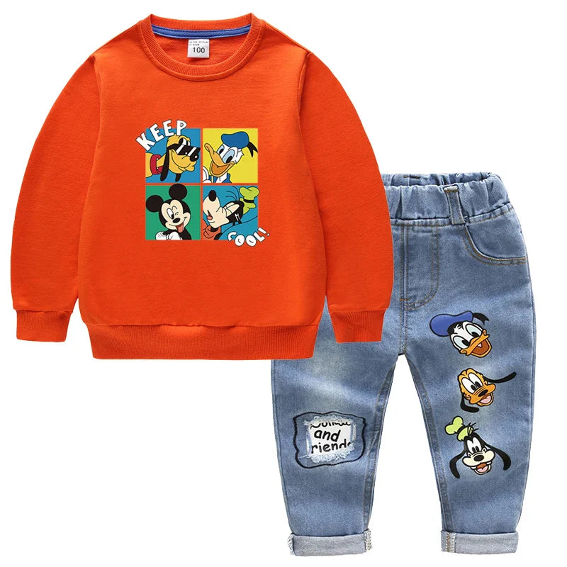 Kids Clothing Set – Mickey Mouse Print T-shirt and Jeans