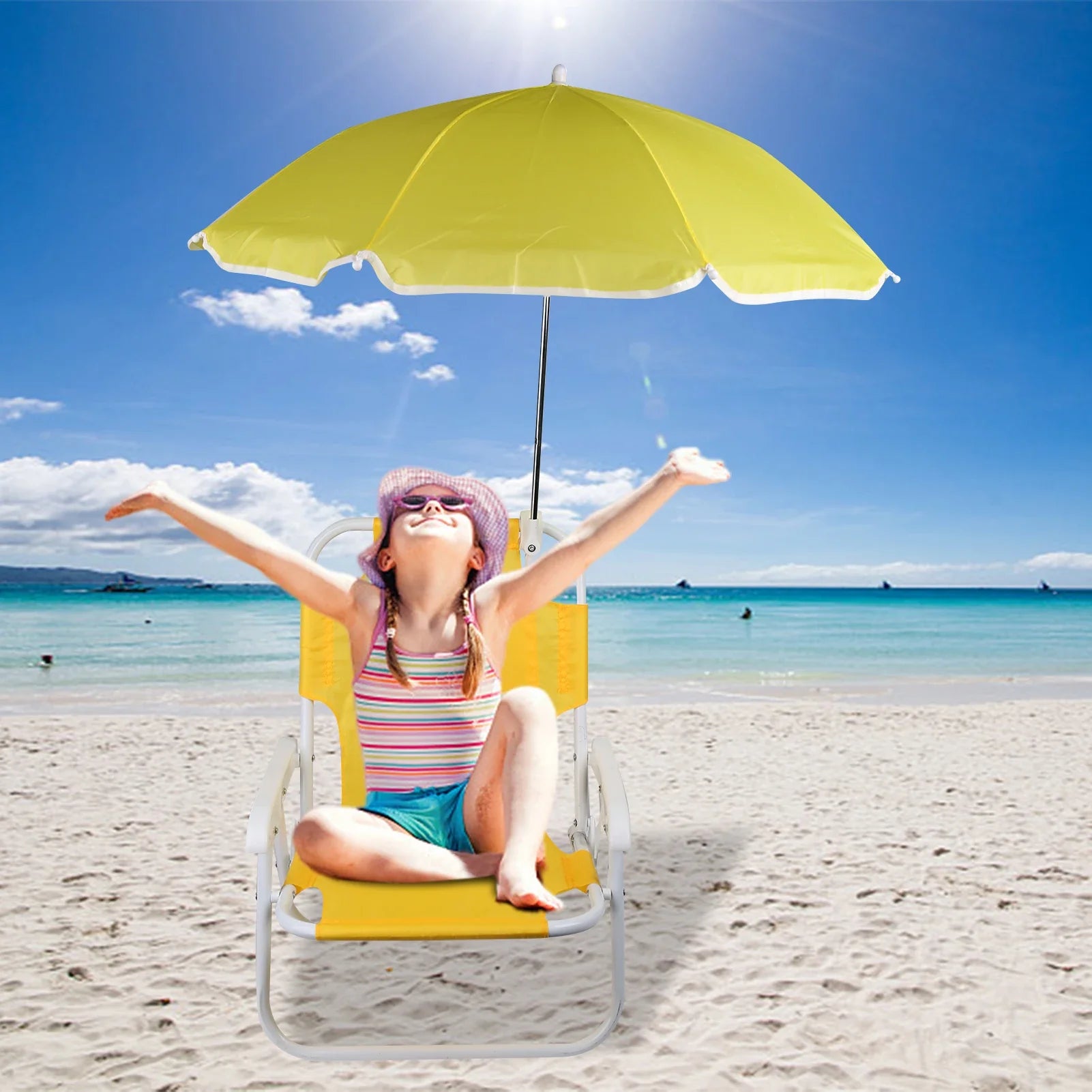 Foldable Beach Chair with Umbrella for Children