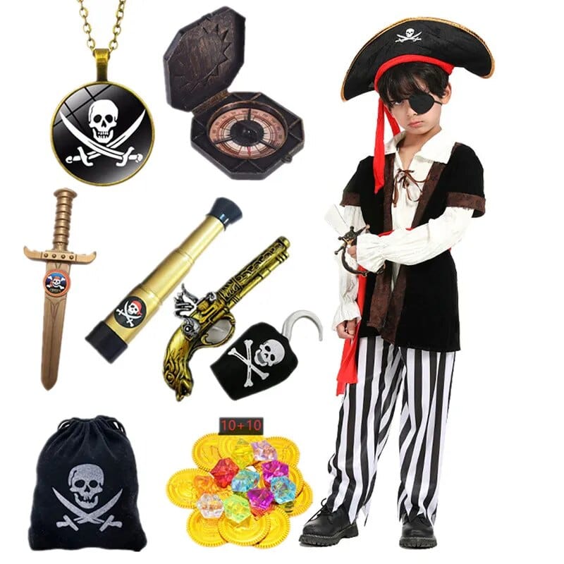 Adventure Pirate Outfit for Children – Classic Striped Set with Accessories