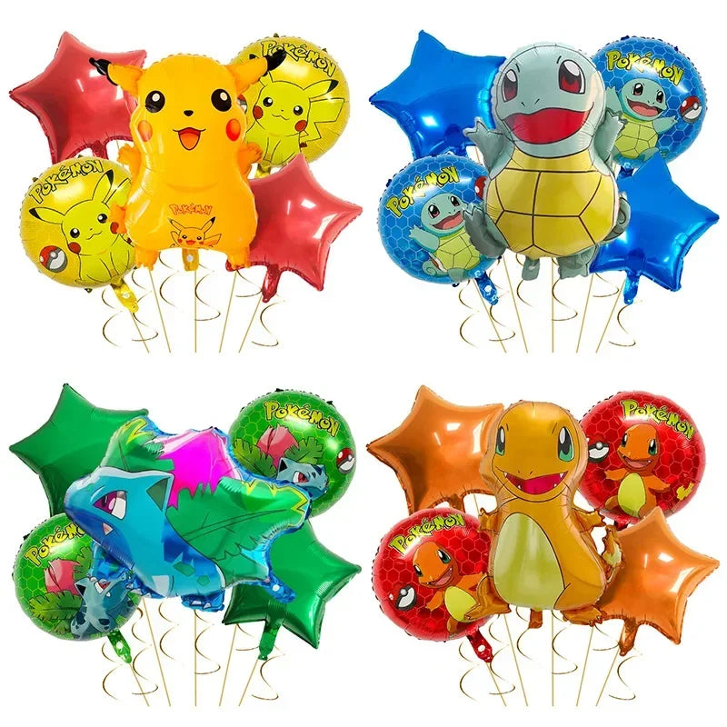Pikachu and Charmander Aluminum Balloons – Party Decoration for Pokémon Fans