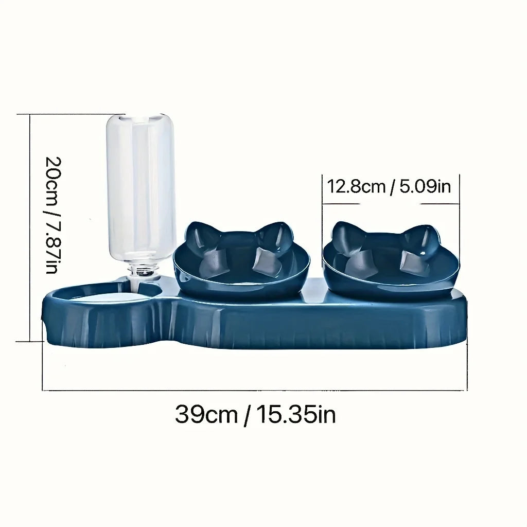 Cat Food and Water Bowl with Ear Design - Comfortable and Playful Eating Experience