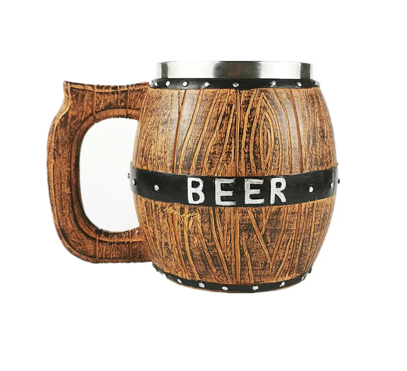 German Wooden Barrel Beer Mug - Authentic and Playful Drinking Experience