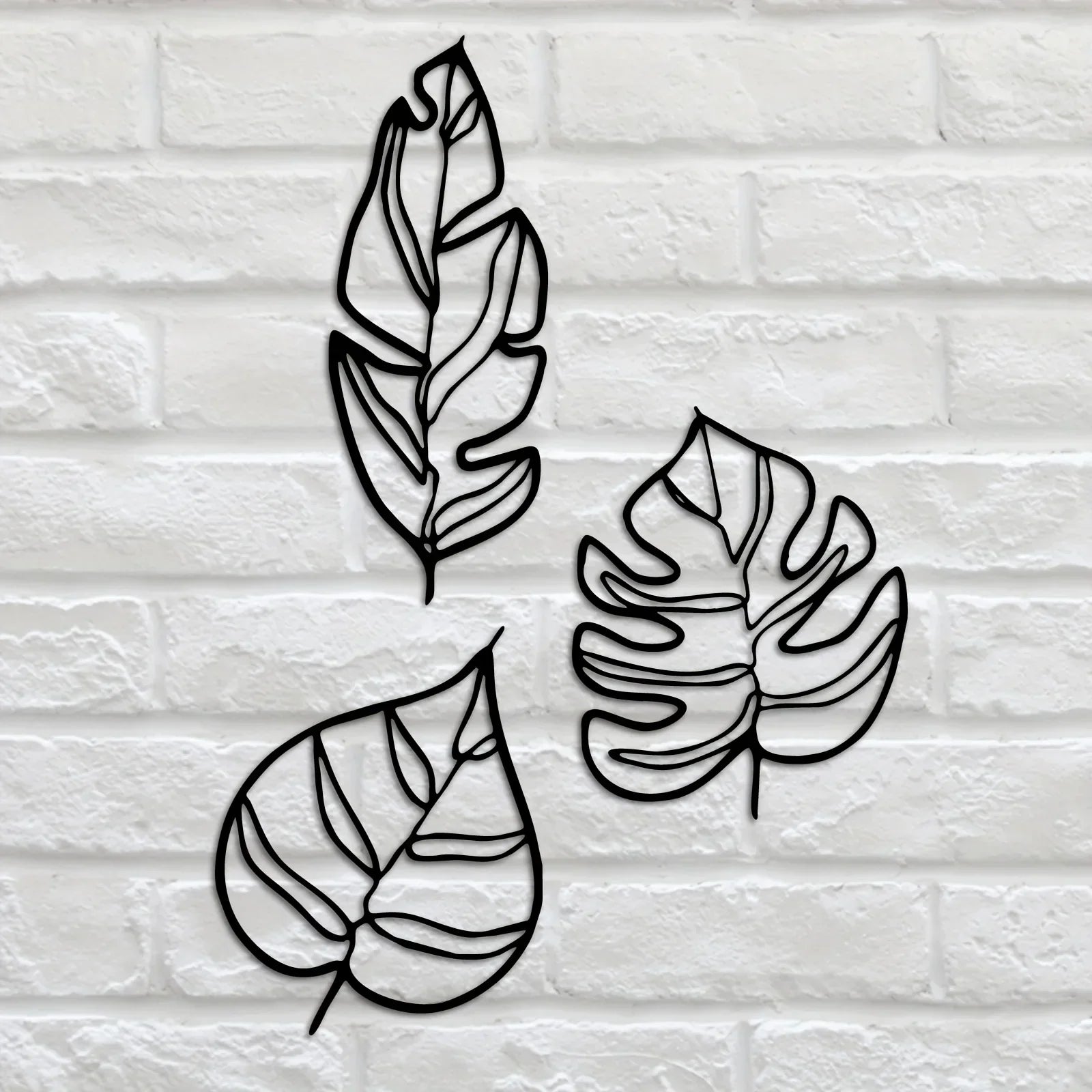 Tropical Leaves Wall Decor – Set of Three Natural Artworks