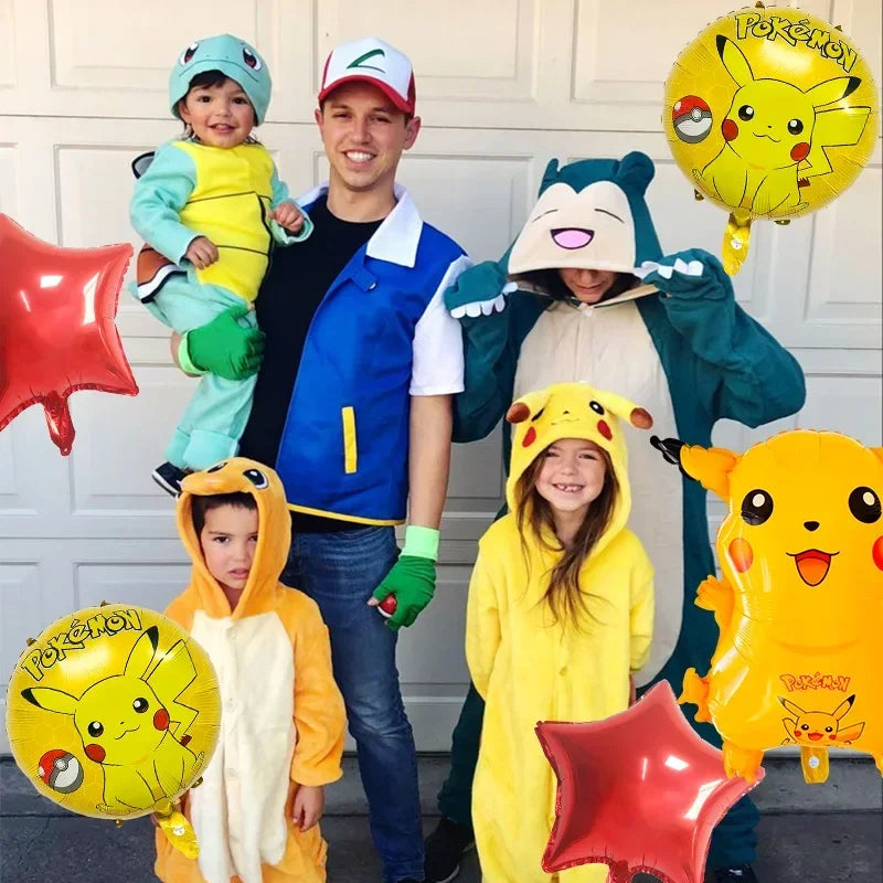 Pikachu and Charmander Aluminum Balloons – Party Decoration for Pokémon Fans
