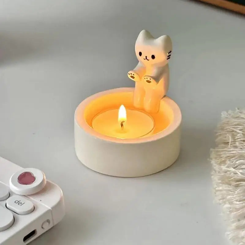 Cat Candle Holder - Charming Holder with Cute Cat for Cozy Moments