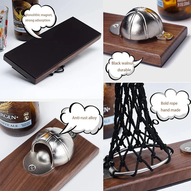 Basketball Net Wall Bottle Opener - Sporting Gift for Father's Day