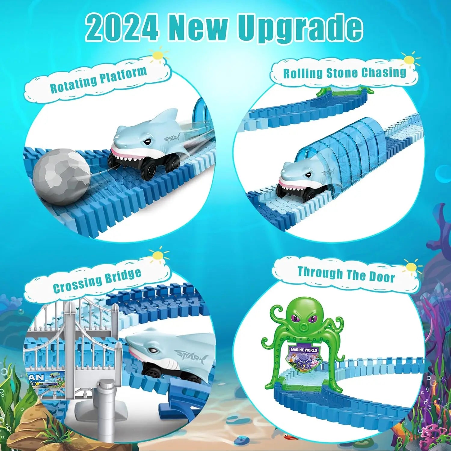 Electric Shark Rail Car Puzzle Set – Creative Building Toy for Children