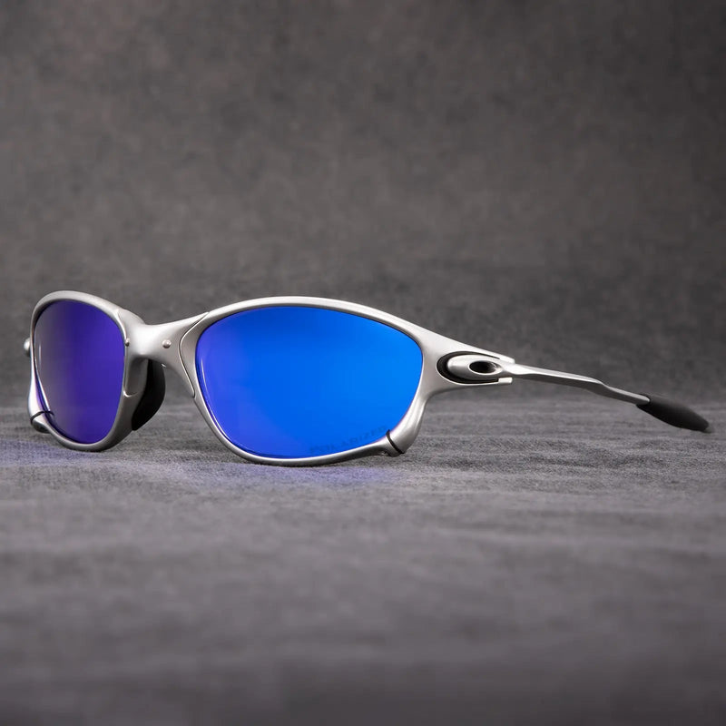 Sporty Polarised Sunglasses – Metallic Frame with Red Lenses