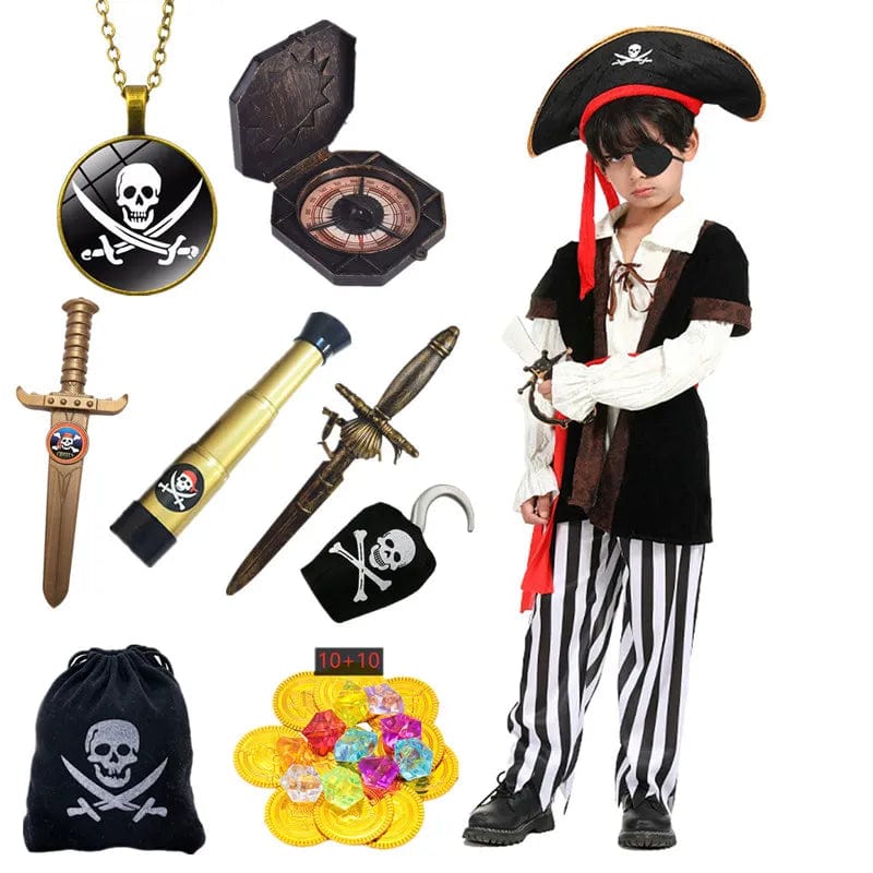 Adventure Pirate Outfit for Children – Classic Striped Set with Accessories