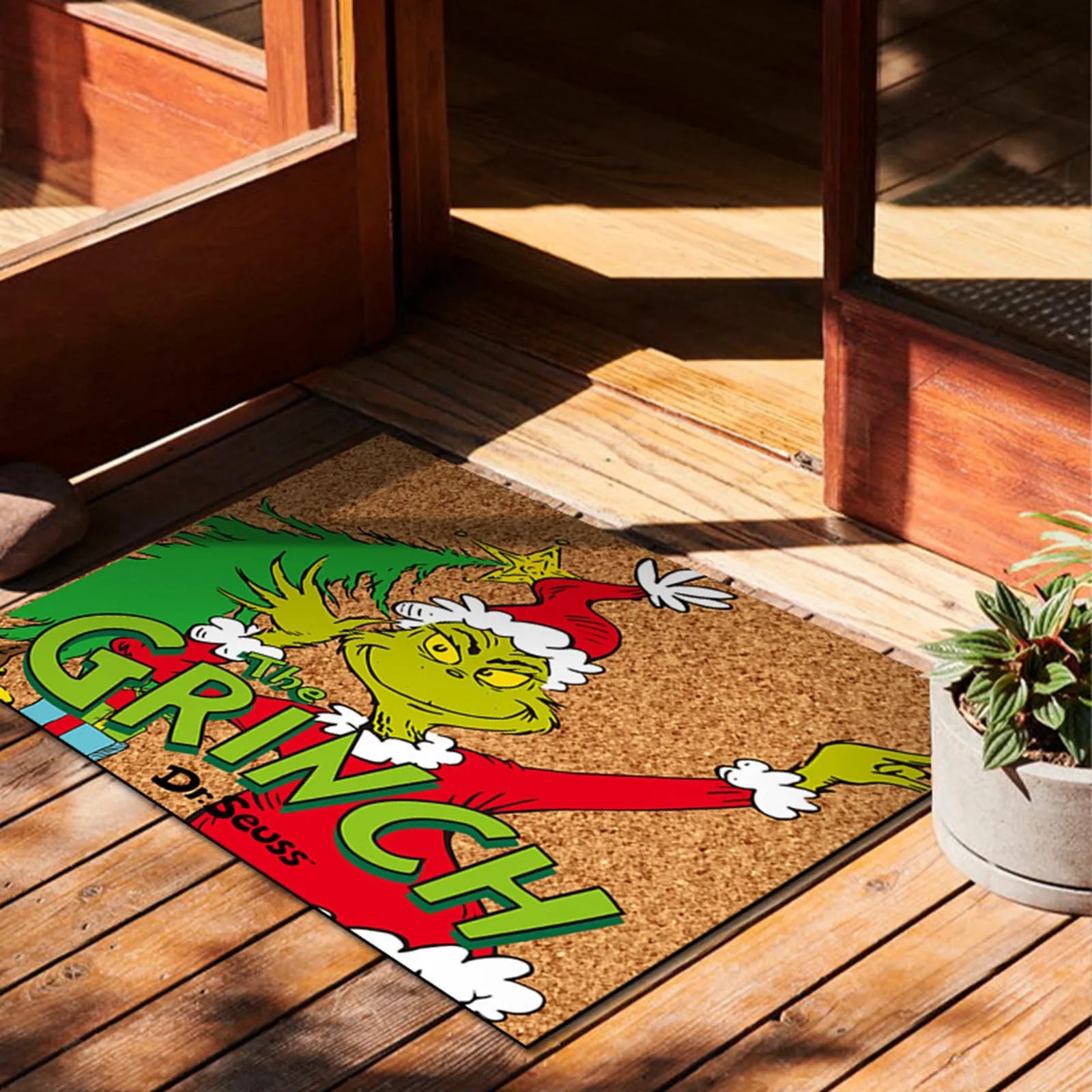 Christmas Door Mat with Grinch Design - A Cheerful Welcome for the Holidays