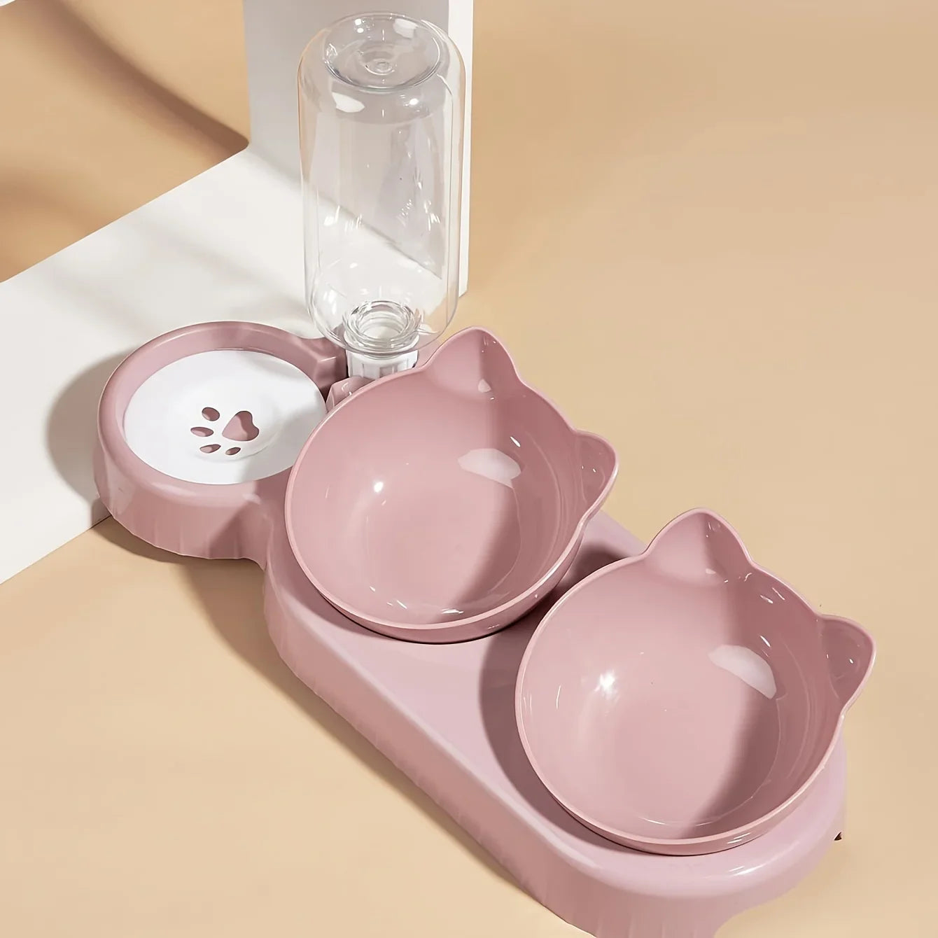Cat Food and Water Bowl with Ear Design - Comfortable and Playful Eating Experience