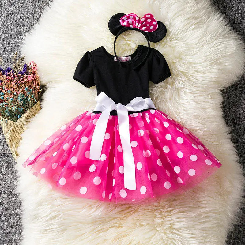 Minnie Mouse Costume for Girls – Polkadot Dress with Headband and Bow