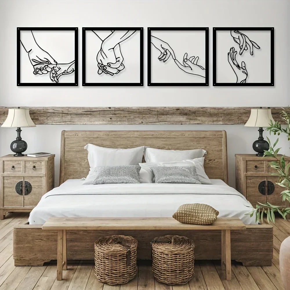 Connected Hands Metal Wall Decoration – Minimalistic and Unifying