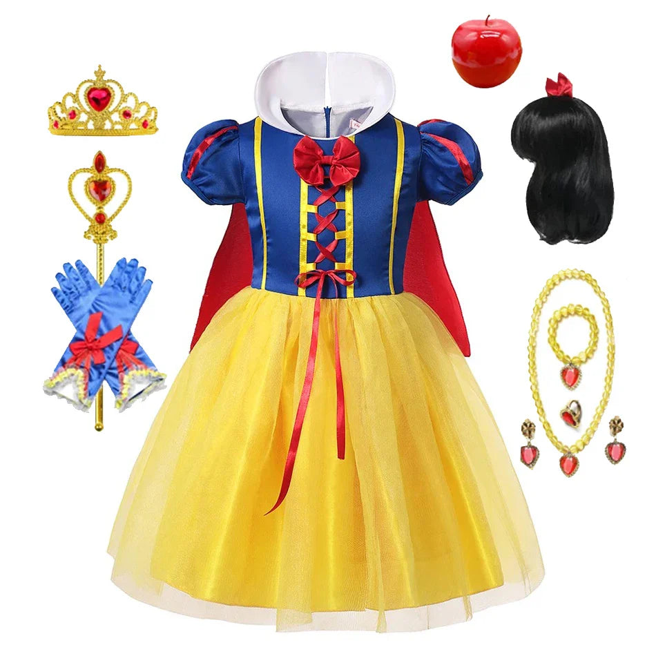 Snow White Princess Dress – With Cape, Tiara, and Magical Accessories