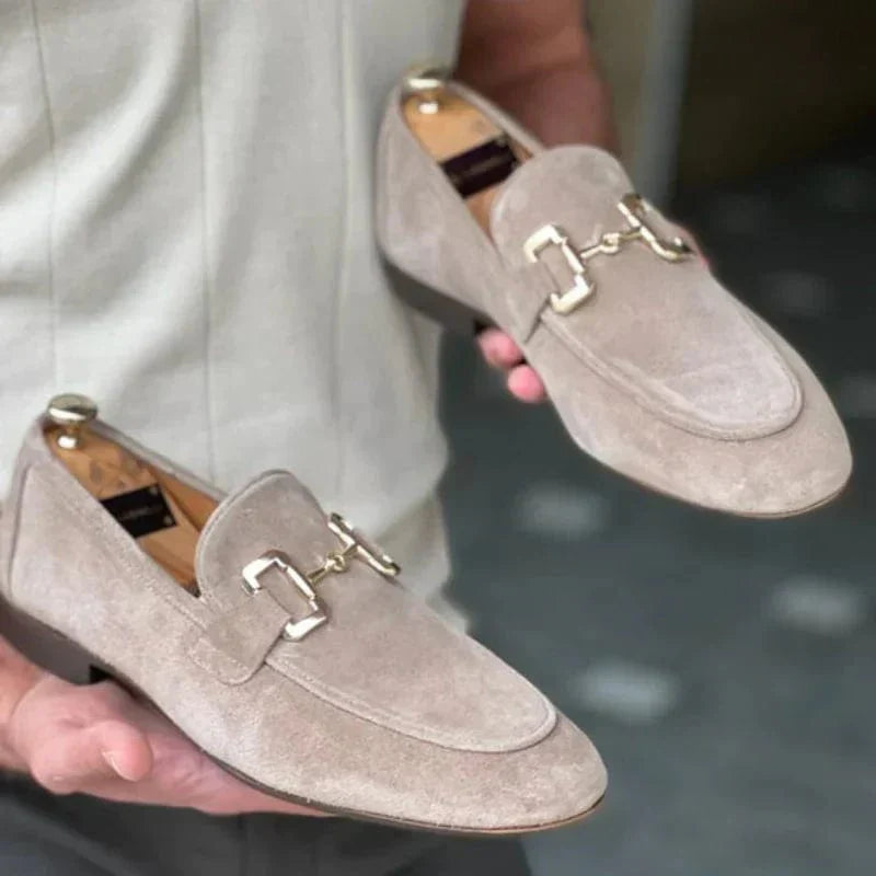 Nero - Suede Loafers with Metal Buckle
