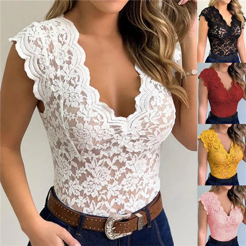 Yellow Lace Top for Women – Summery Lace Blouse for a Feminine and Elegant Look