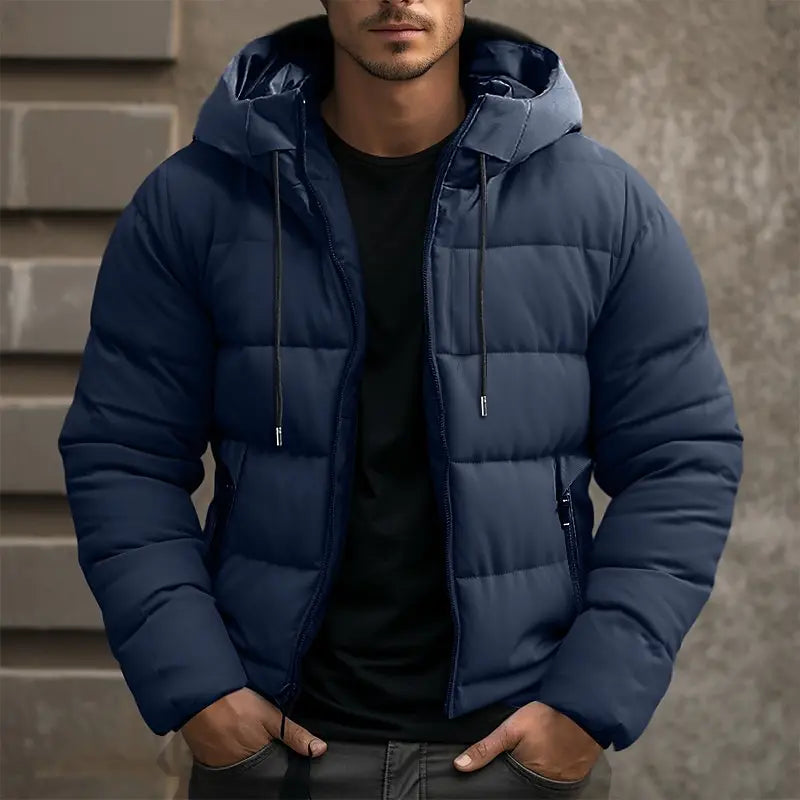 Men's Winter Jacket with Hood and Quilted Pattern – Warm, Lightweight and Suitable for Daily Use