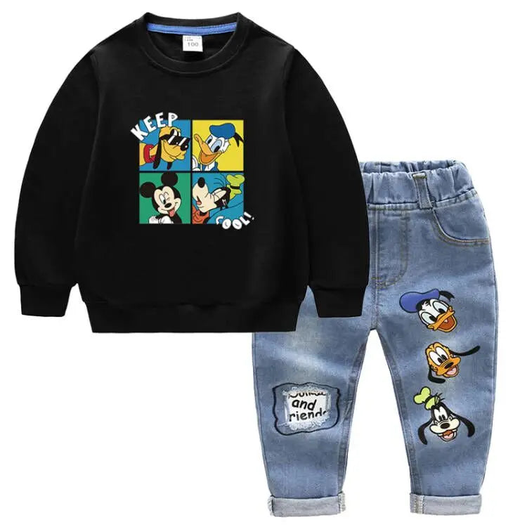 Kids Clothing Set – Mickey Mouse Print T-shirt and Jeans