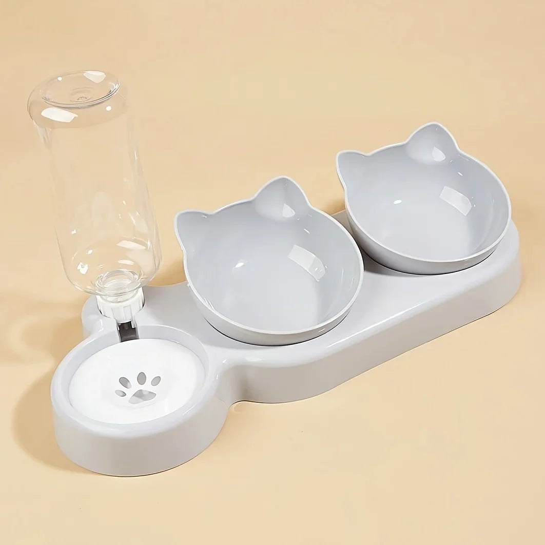 Cat Food and Water Bowl with Ear Design - Comfortable and Playful Eating Experience