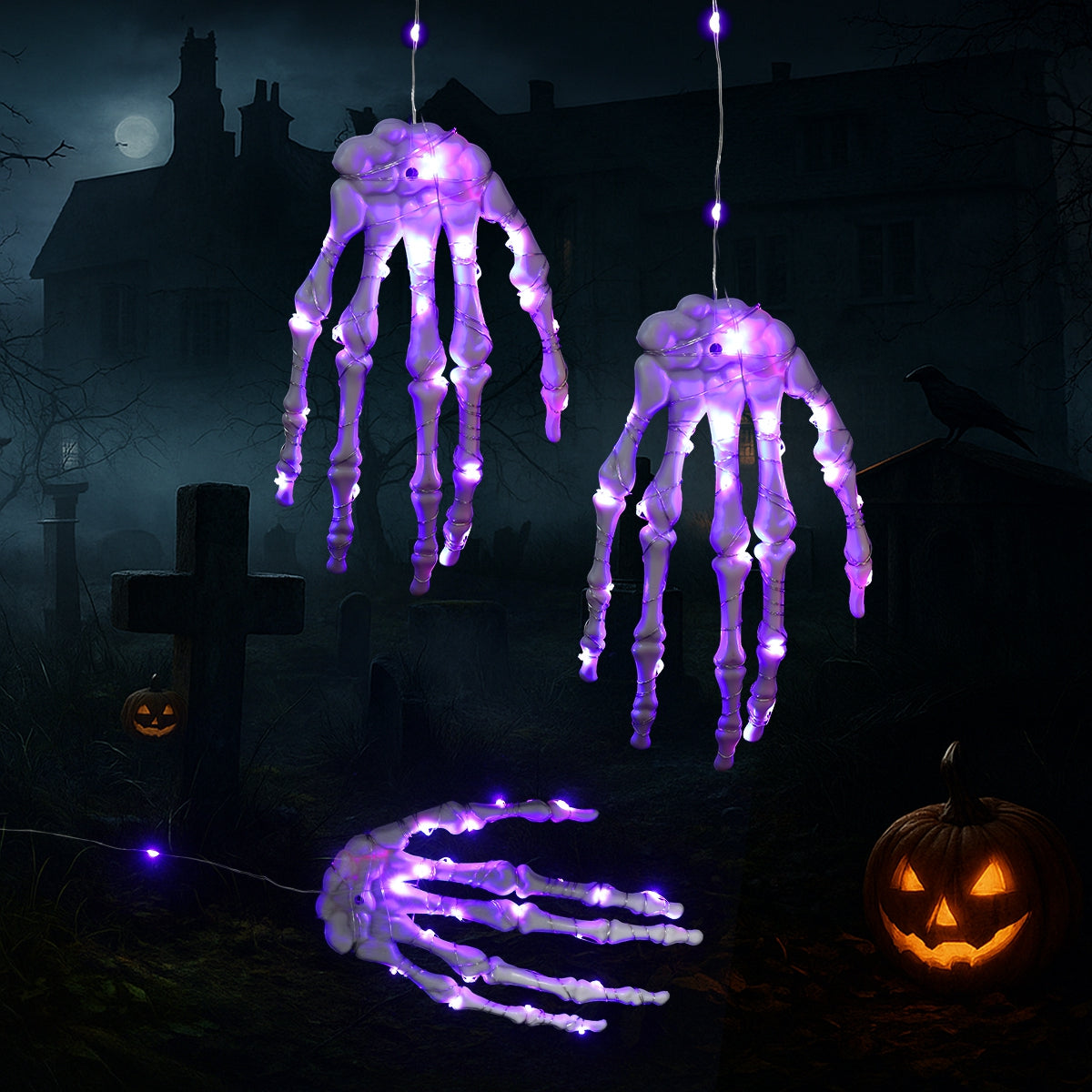 Glowing Skeleton Hand – Scary Halloween Decoration with LED