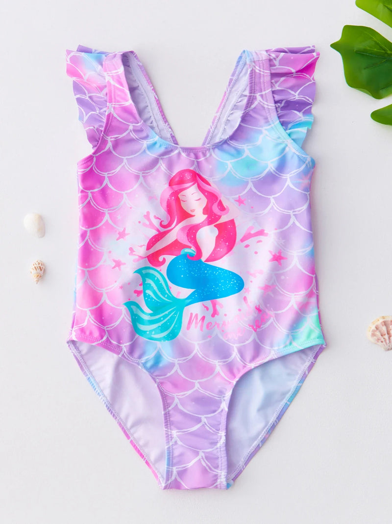 Girls' Swim Outfit with Mermaid and Unicorn Designs – Perfect for Children Aged 4-8 Years