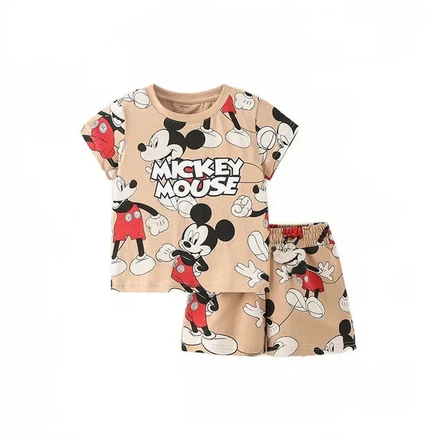 Summer Set for Kids – Cartoon T-shirt and Shorts with Mickey Mouse Print