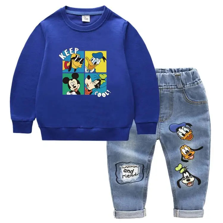 Kids Clothing Set – Mickey Mouse Print T-shirt and Jeans