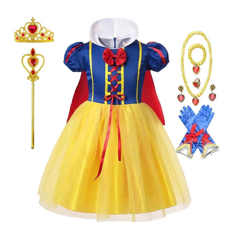 Snow White Princess Dress – With Cape, Tiara, and Magical Accessories