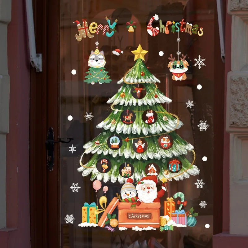 Window Decoration - Festive Decoration with Santa Claus and Animals for a Cozy Christmas