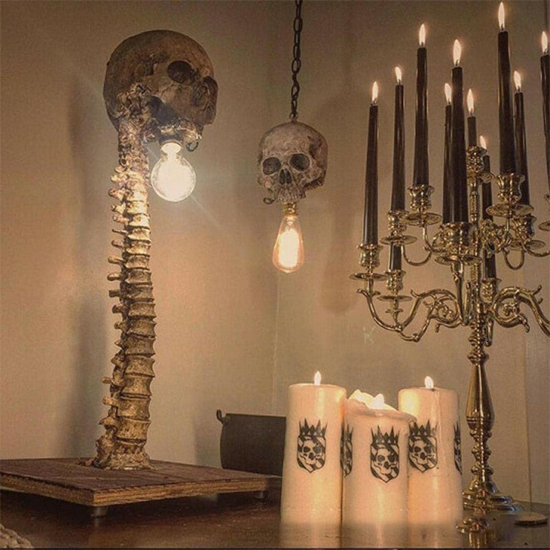 Skull Lamp with Spine – Mystical and Unique Interior Piece