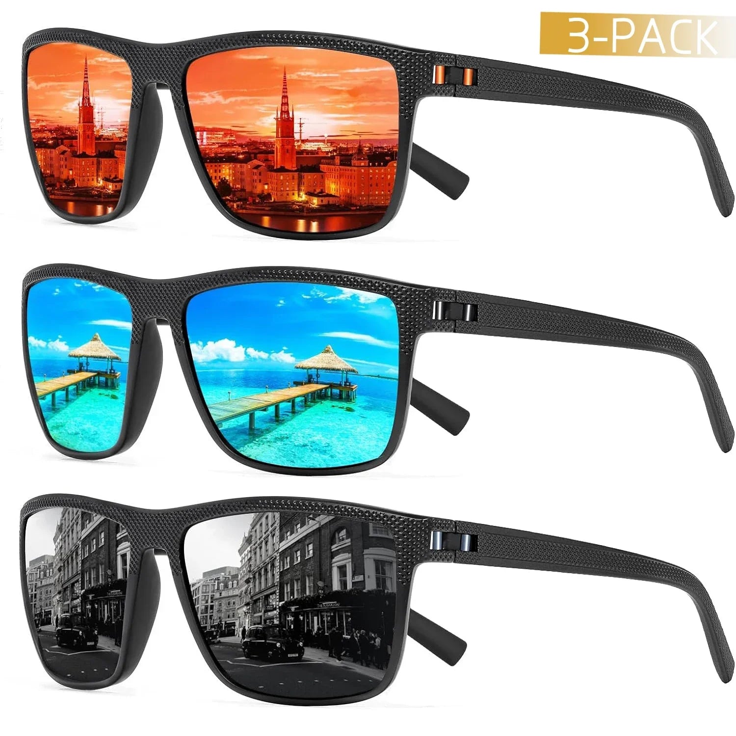 AquaShield Polarized Sunglasses 3-Pack – Protected and Stylish