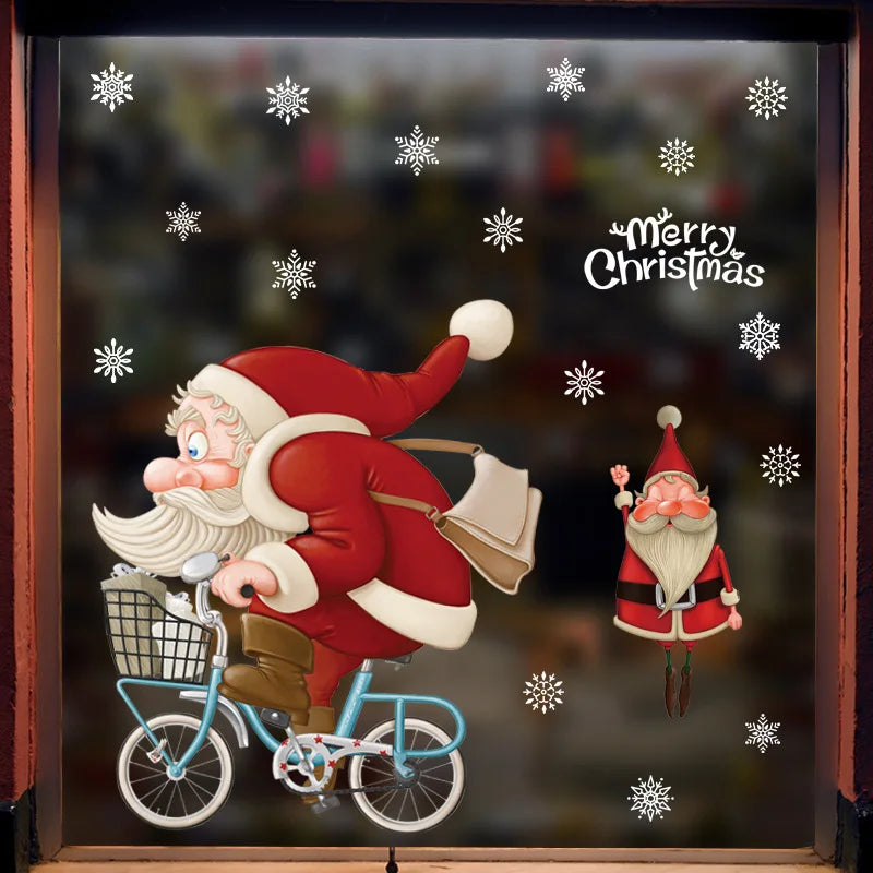 Window Decoration - Festive Decoration with Santa Claus and Animals for a Cozy Christmas